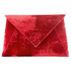 Lee 'Pouchet' Clutch Large Cherry Red Crushed Velvet