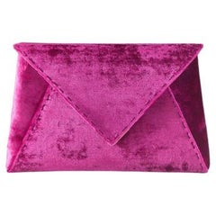 Lee 'Pouchet' Clutch Large Magenta Crushed Velvet