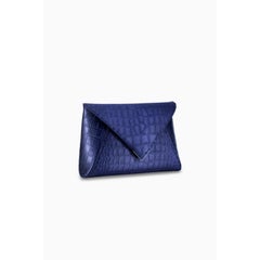Lee 'Pouchet' Clutch Large Sapphire Stamped Satin