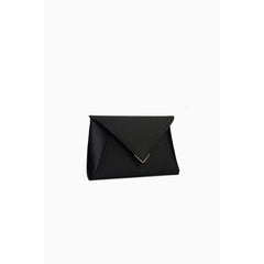 Lee 'Pouchet' Clutch Small Black Diamond Satin with Gold Hardware