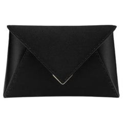 Lee 'Pouchet' Clutch Small Black Diamond Satin with Gold Hardware