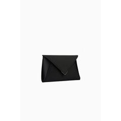 Lee 'Pouchet' Clutch Small Black Diamond Satin with Gunmetal Hardware