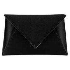 Lee 'Pouchet' Clutch Small Black Diamond Satin with Gunmetal Hardware