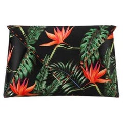 Lee 'Pouchet' Clutch Small Custom Noir Birds of Paradise Satin