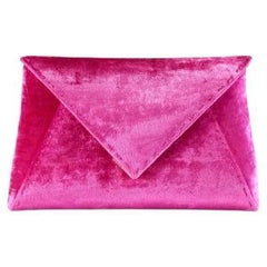 Lee 'Pouchet' Clutch Small Fuchsia Crushed Velvet