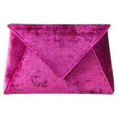 Lee 'Pouchet' Clutch Small Magenta Crushed Velvet