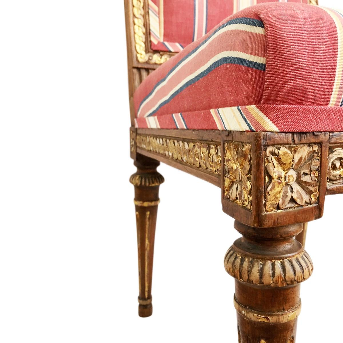 Upholstery Lee Radziwill Gustavian Parcel-Gilt Jospeh Ruste Style Accent Chair, Stockholm