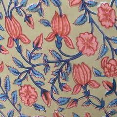 Lee Radziwill Inspired Block Print Down Pink Lotus Flower Motif Pillow, India