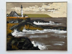 Lee Reynolds Abstract Nautical Impressionist Painting Lighthouse Harbor