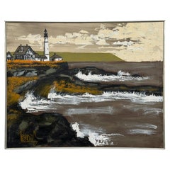 Lee Reynolds Abstract Nautical Impressionist Painting Lighthouse Harbor