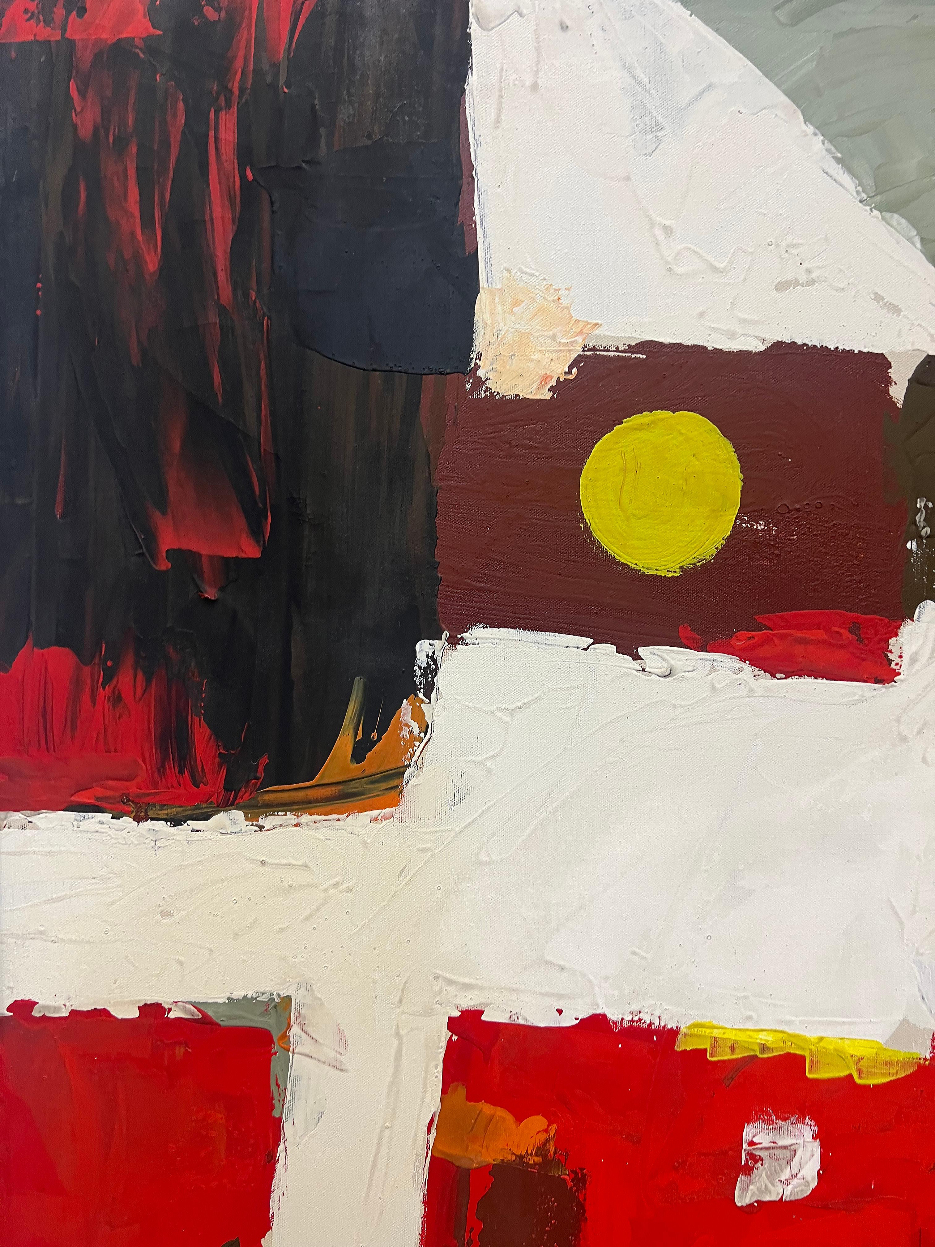 Mid-Century moderno Lee Reynolds Pittura ad olio astratta della metà degli anni '60 per Vanguard Studios