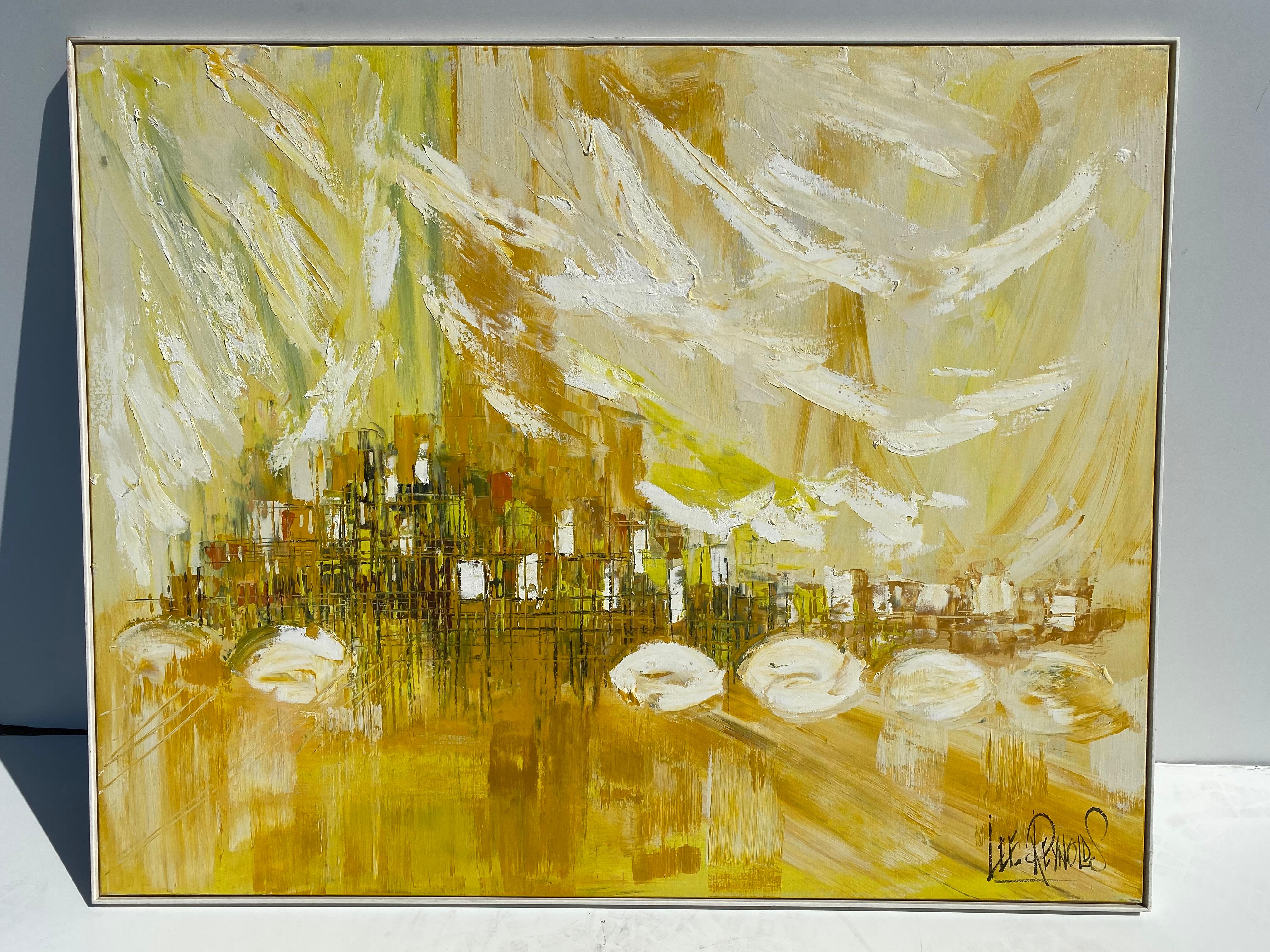 Lee Reynolds Mid-Century Modern acrylic painting.