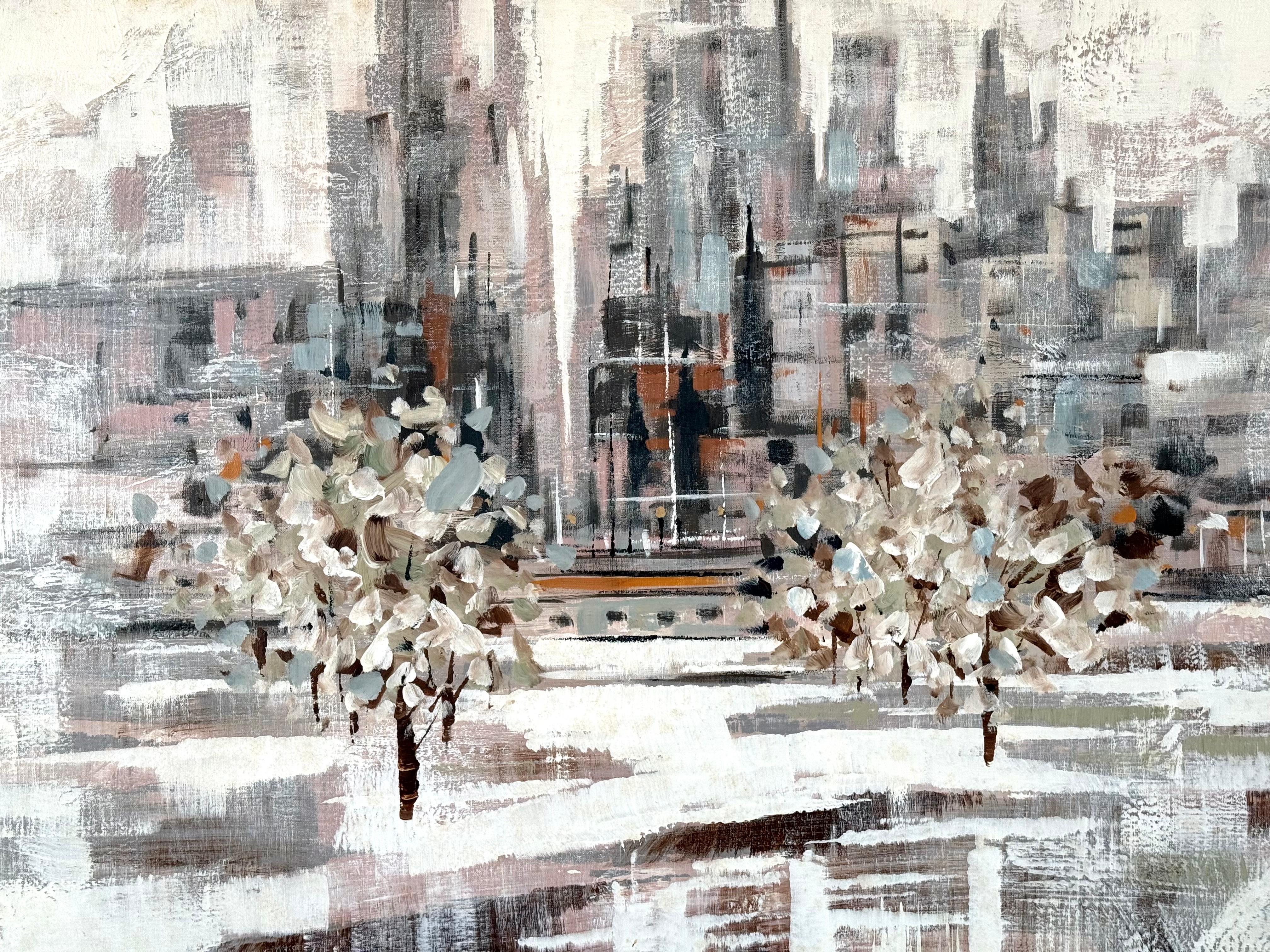 Paysage urbain - Gris Landscape Painting par Lee Reynolds