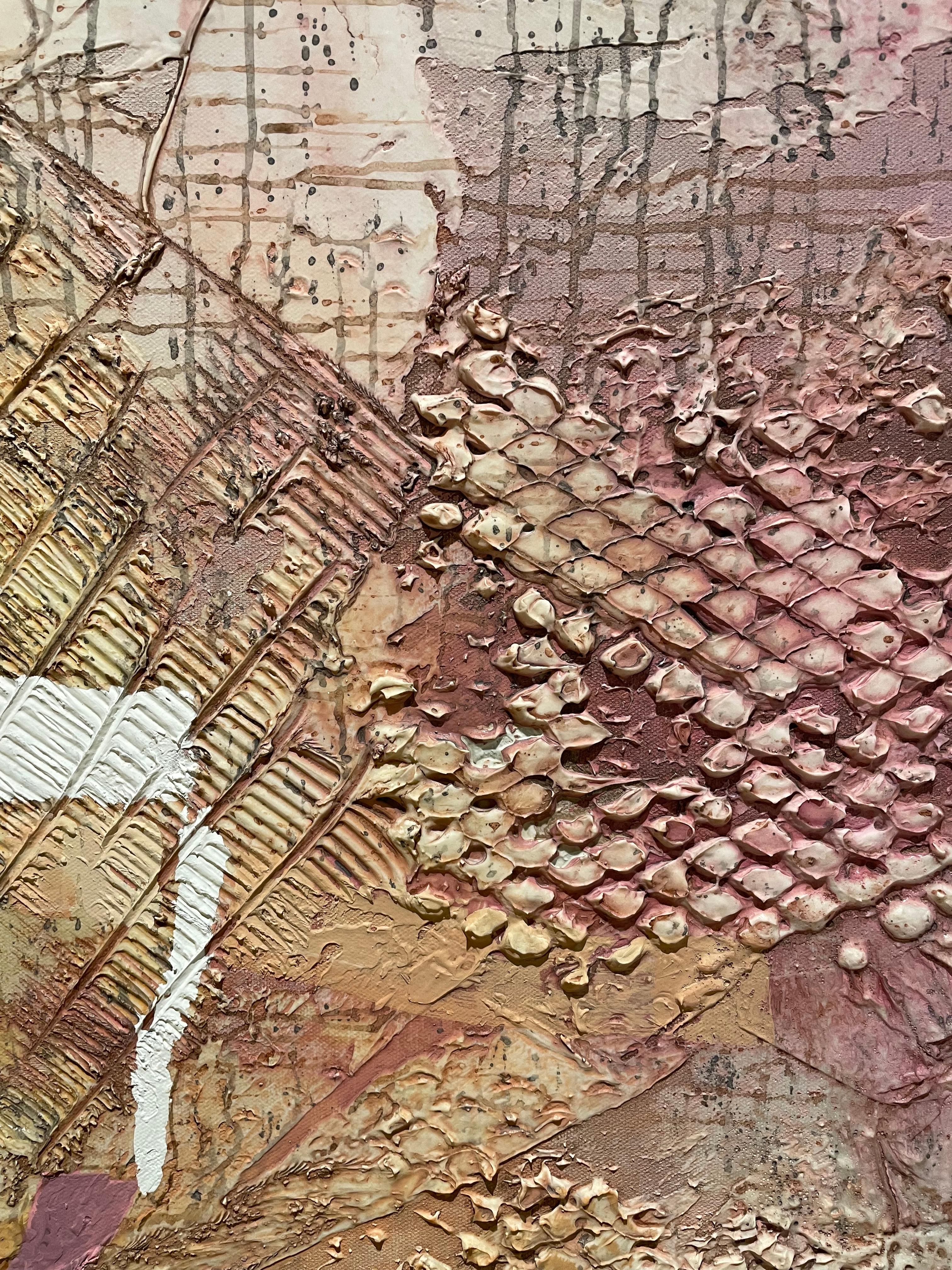 Extra-large peinture à l'huile abstraite contemporaine des années 1990 dans des couleurs pastel - Modernisme américain Painting par Lee Reynolds