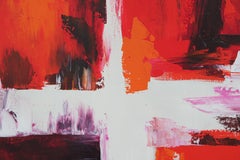 Großes rot-orangefarbenes abstraktes Gemälde