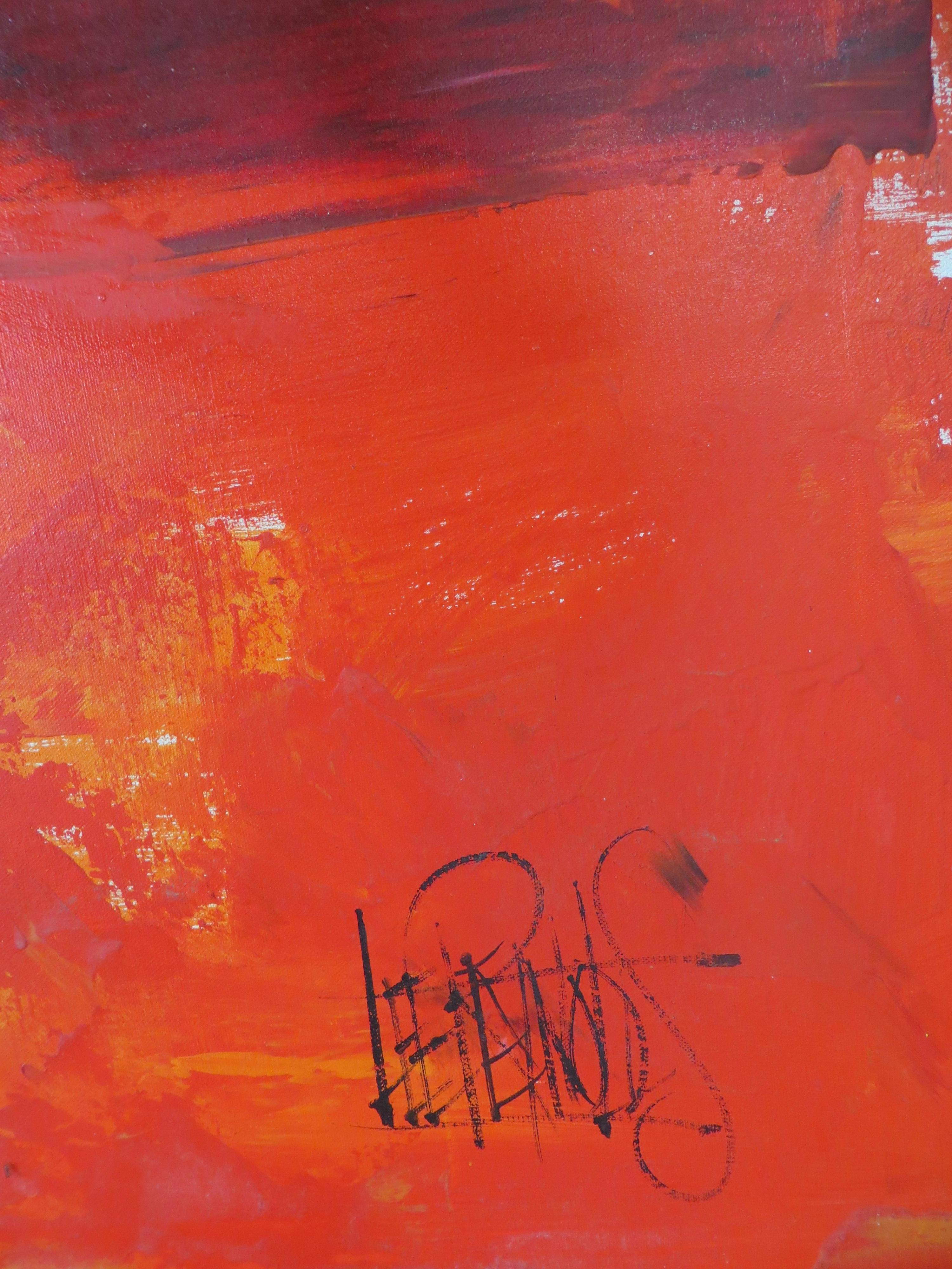 Compostion abstraite rouge de l'OiI par Lee Reynolds en vente 1