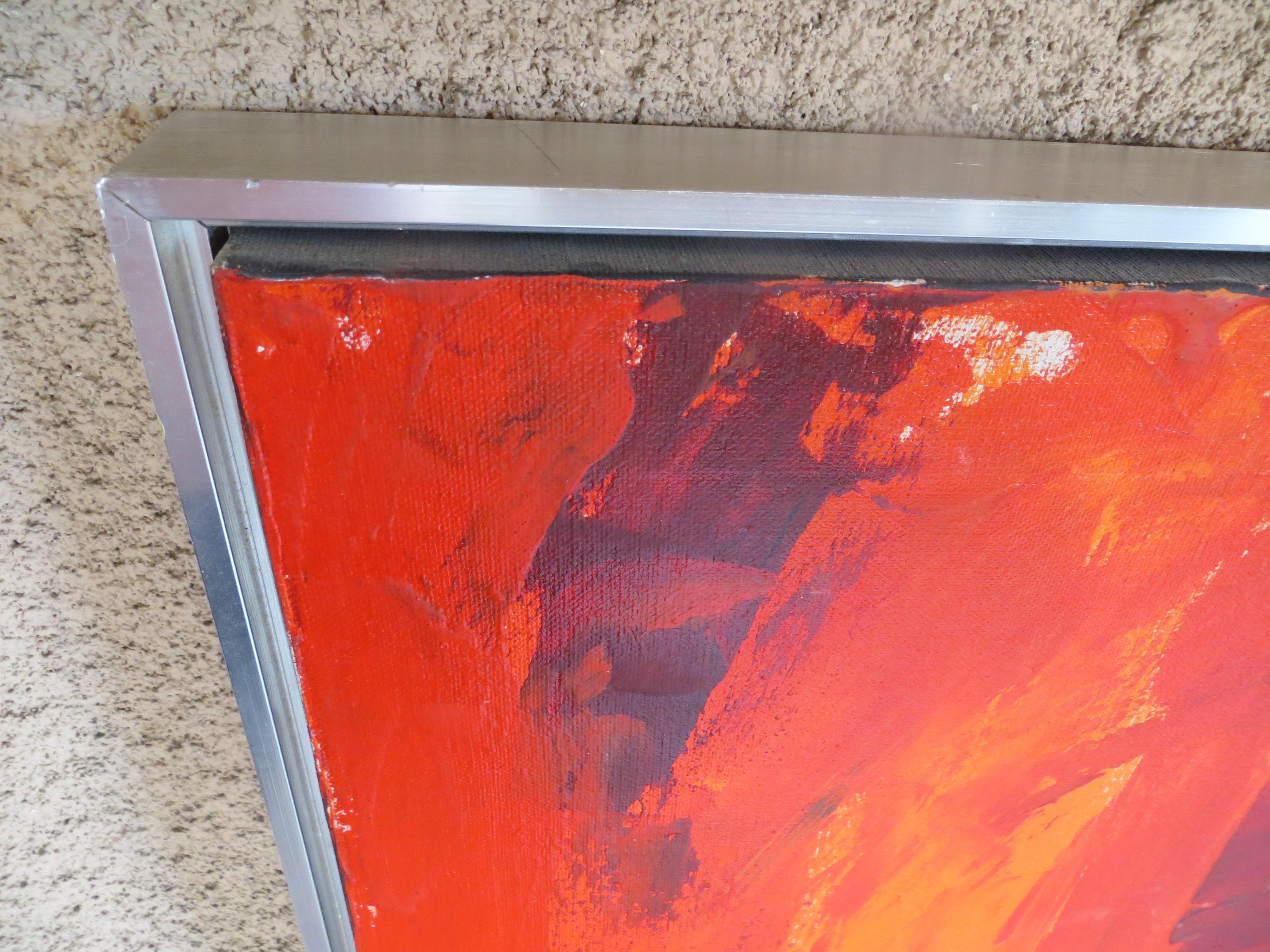 Compostion abstraite rouge de l'OiI par Lee Reynolds en vente 3