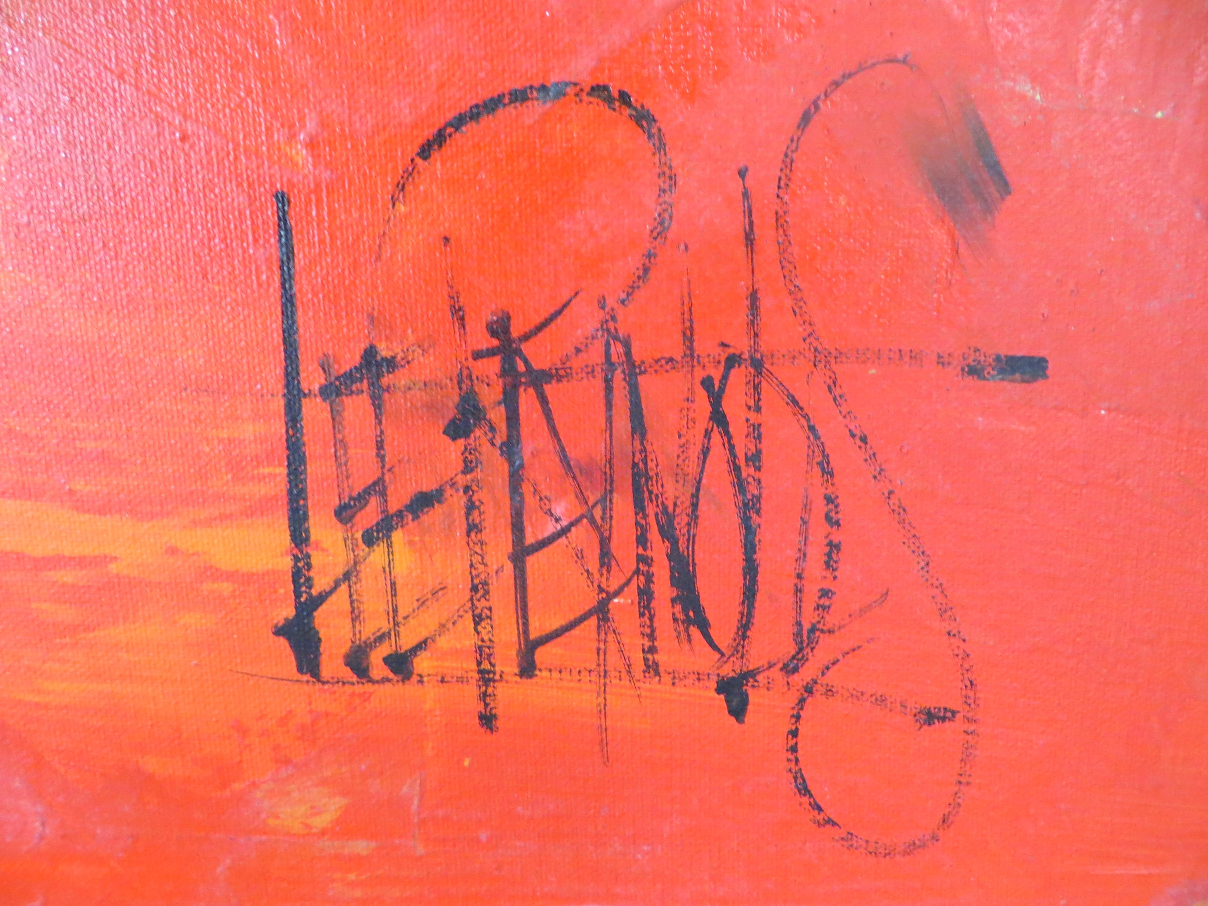 Compostion abstraite rouge de l'OiI par Lee Reynolds en vente 4