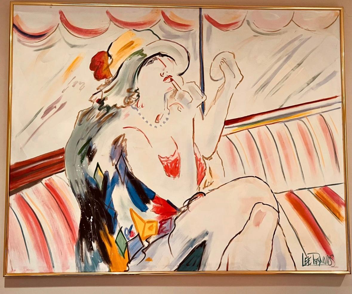"Femme mettant du rouge à lèvres