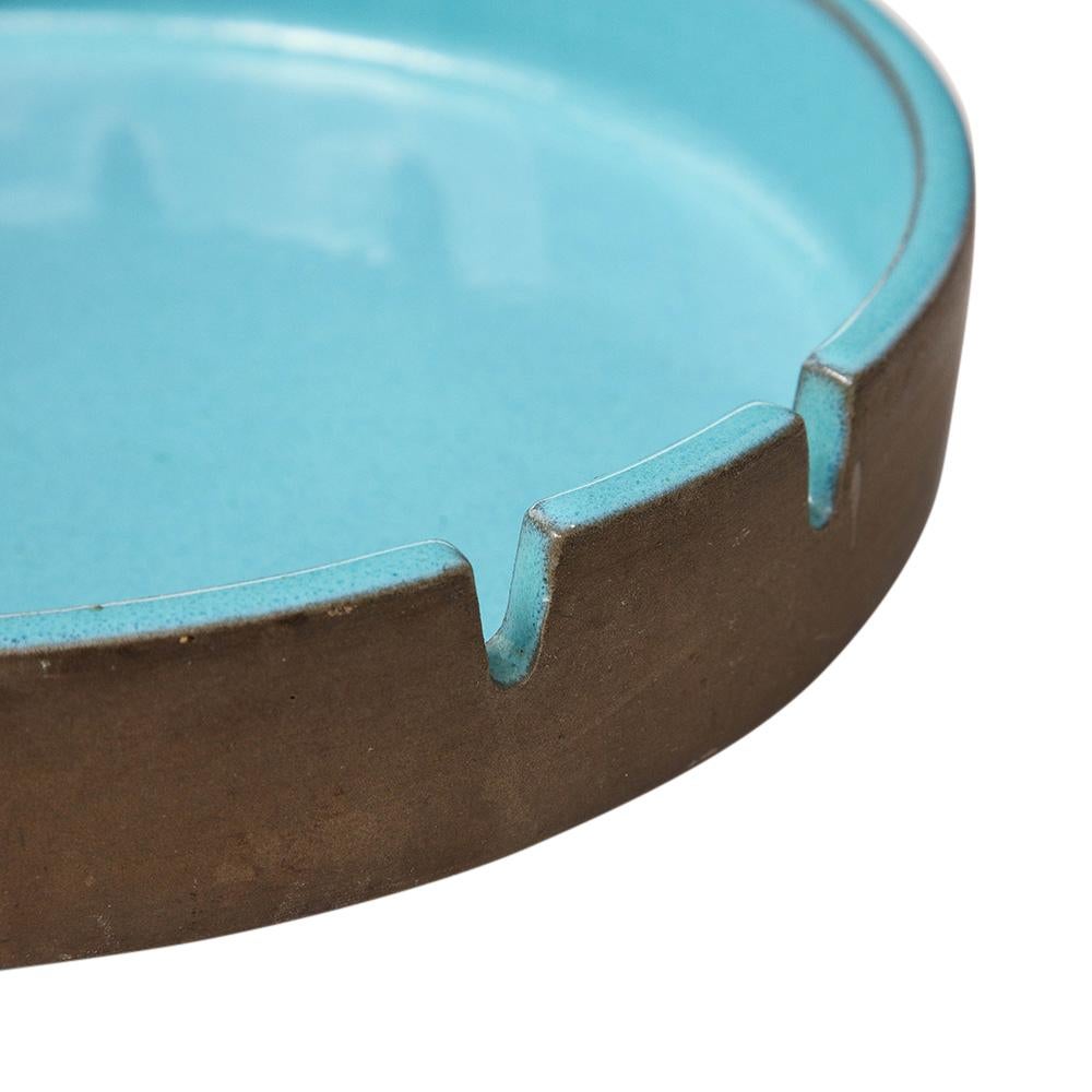 Lee Rosen Design Technics Ashtray, Ceramic, Blue, Turquoise, Brown, Signed For Sale 4