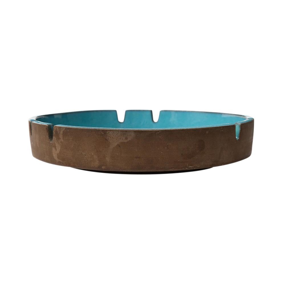 Cendrier signé Lee Rosen Design Technics, céramique, bleu, turquoise, brun en vente 7