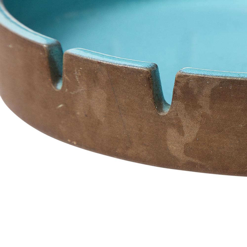 Lee Rosen Design Technics Ashtray, Ceramic, Blue, Turquoise, Brown, Signed For Sale 9