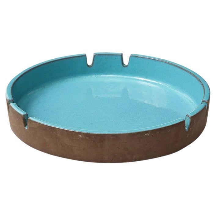 Lee Rosen Design Technics Ashtray, Ceramic, Blue, Turquoise, Brown, Signed For Sale