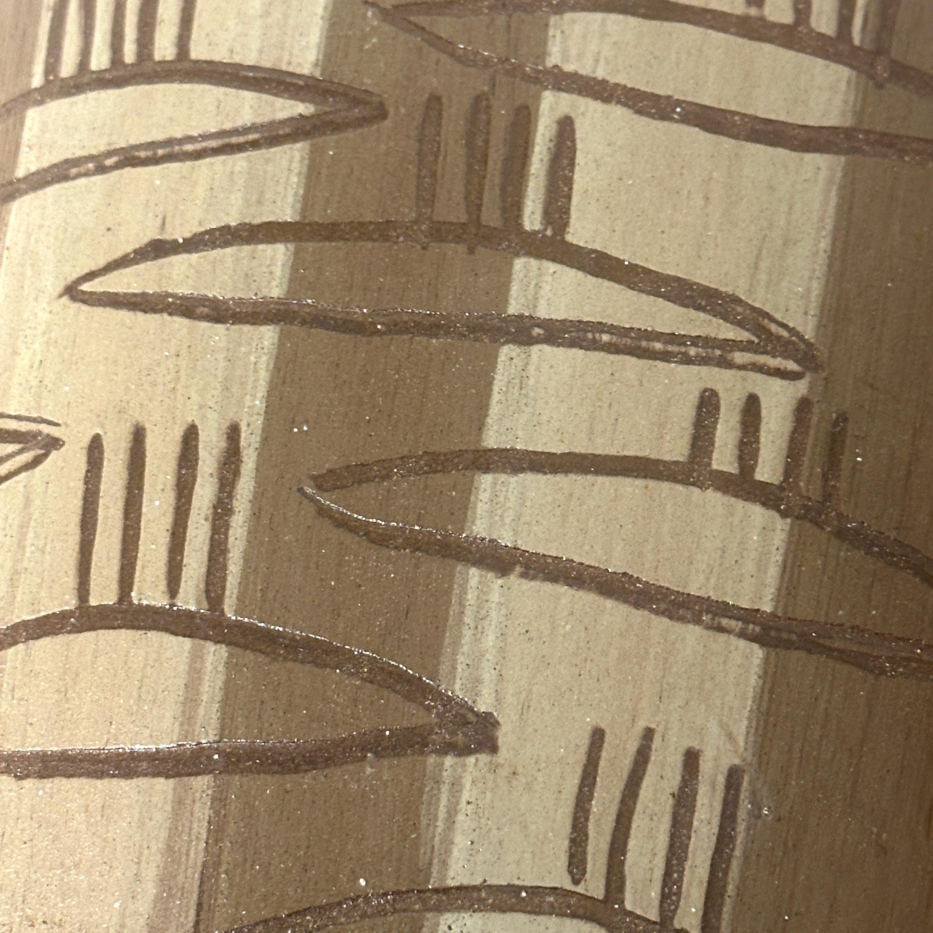 Lee Rosen Design Technics Incised & Slip Decorated Abstract Design Vase ca 1950s For Sale 6