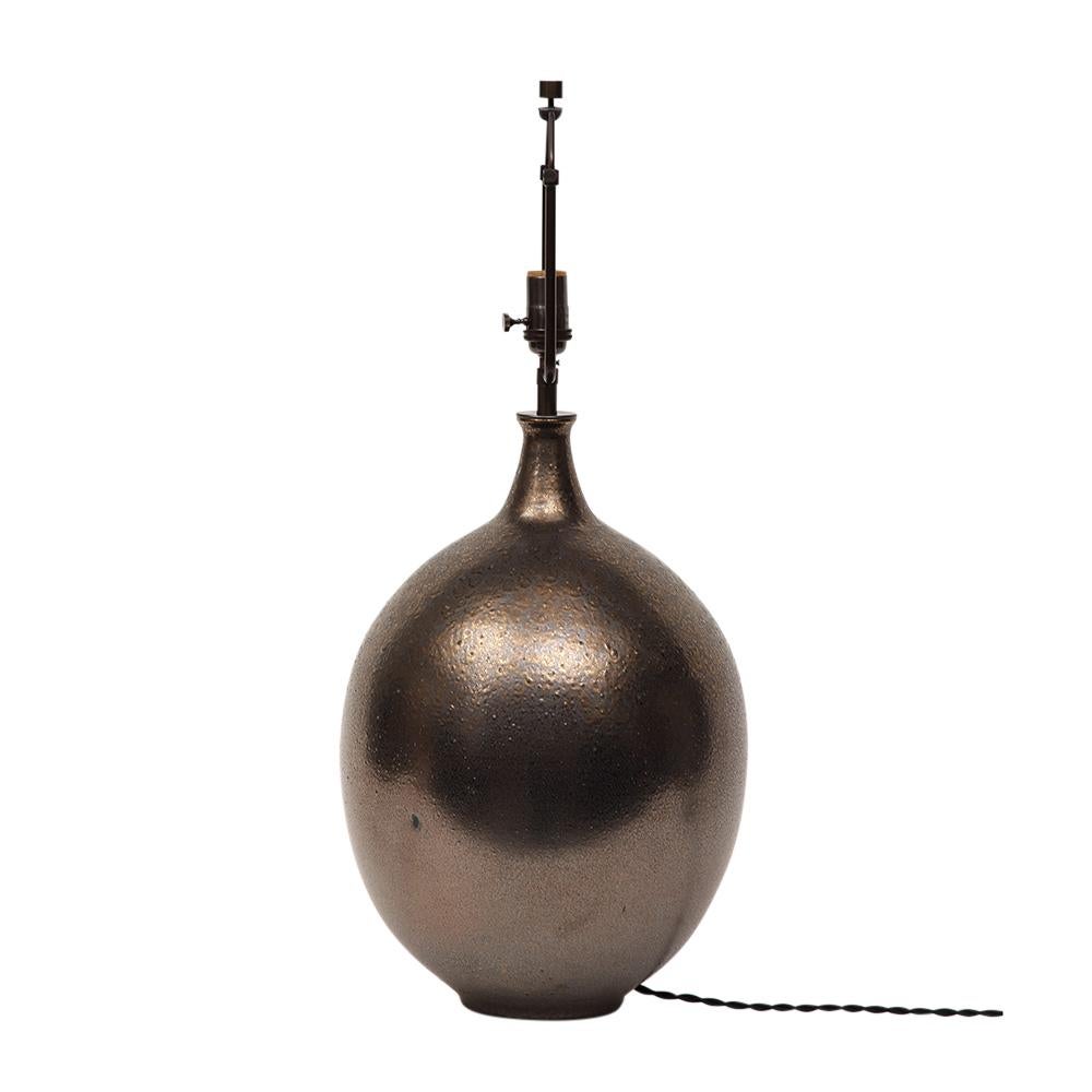 Lee Rosen Design Technics Lamp, Ceramic, Bronze, Gunmetal, Glazed, Signed  For Sale 4