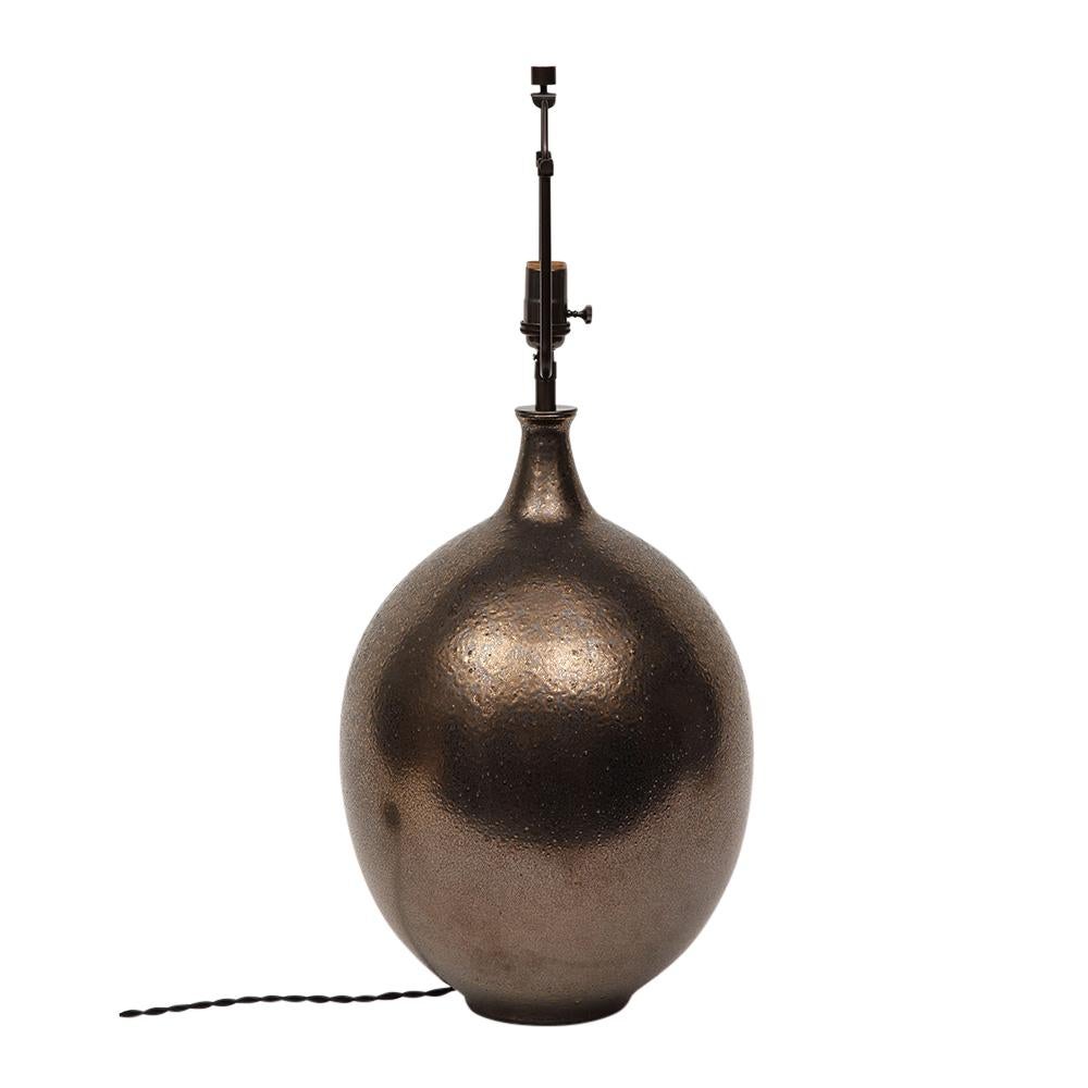 Lee Rosen Design Technics Lamp, Ceramic, Bronze, Gunmetal, Glazed, Signed  For Sale 5
