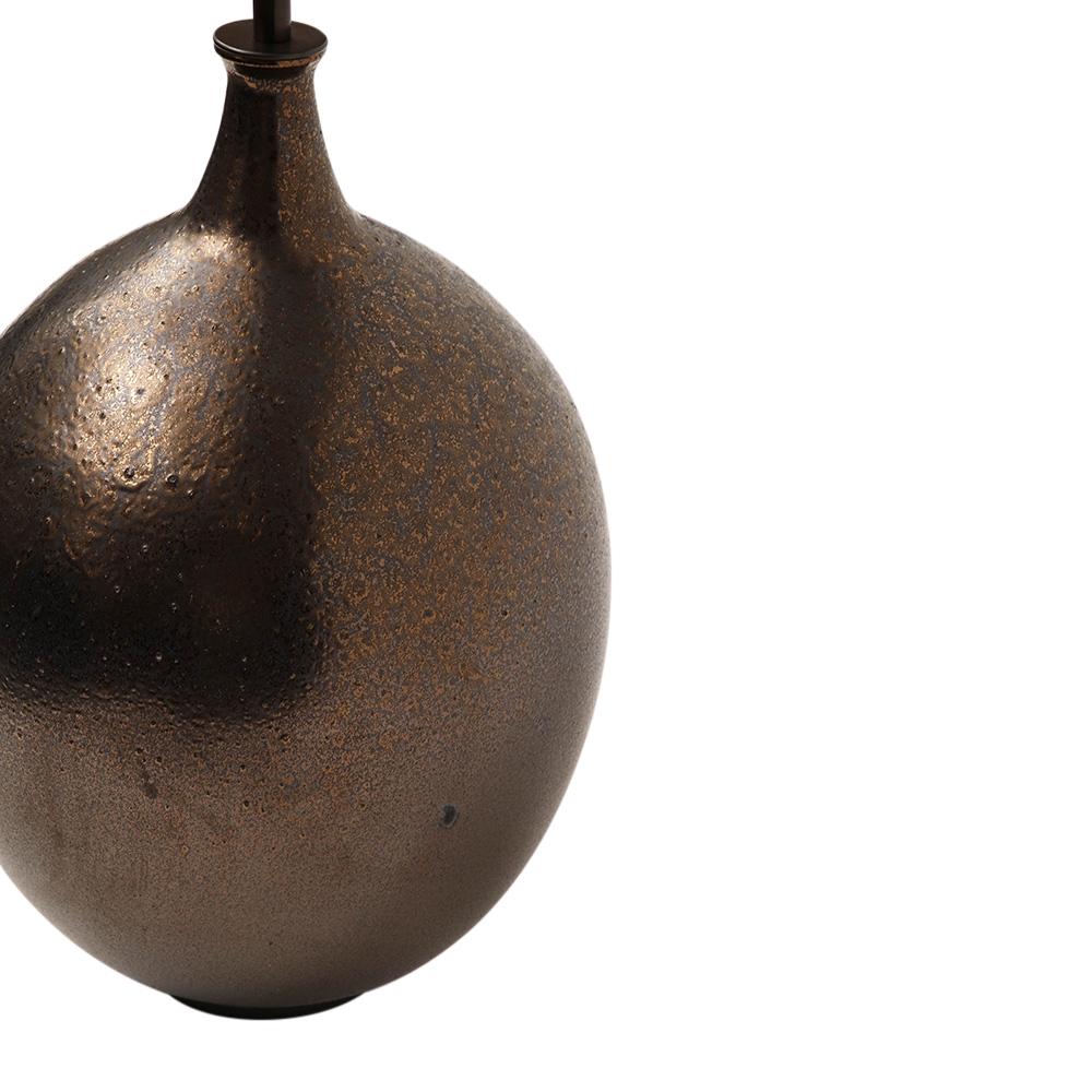 Lee Rosen Design Technics Lamp, Ceramic, Bronze, Gunmetal, Glazed, Signed  For Sale 6