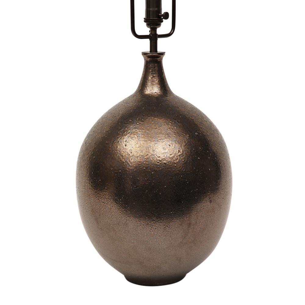 Mid-Century Modern Lee Rosen Design Technics Lamp, Ceramic, Bronze, Gunmetal, Glazed, Signed  For Sale