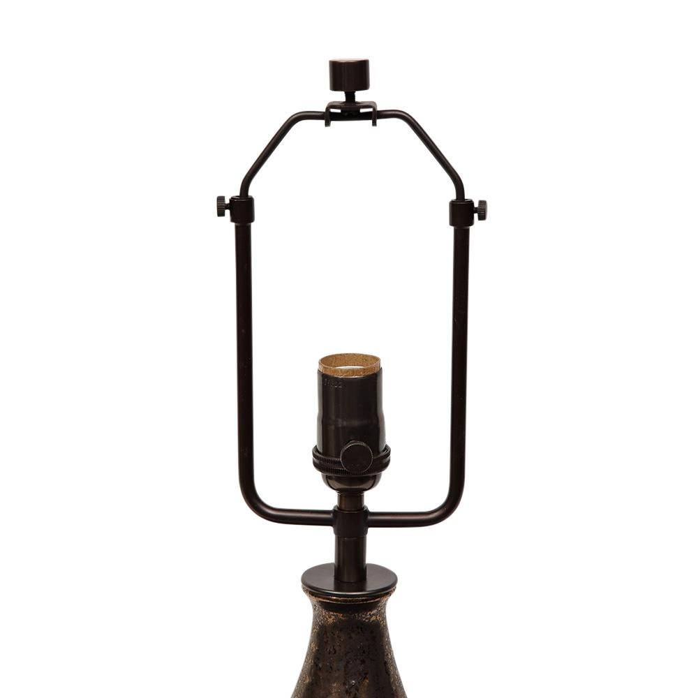 American Lee Rosen Design Technics Lamp, Ceramic, Bronze, Gunmetal, Glazed, Signed  For Sale