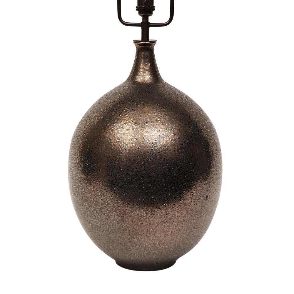 Mid-20th Century Lee Rosen Design Technics Lamp, Ceramic, Bronze, Gunmetal, Glazed, Signed  For Sale