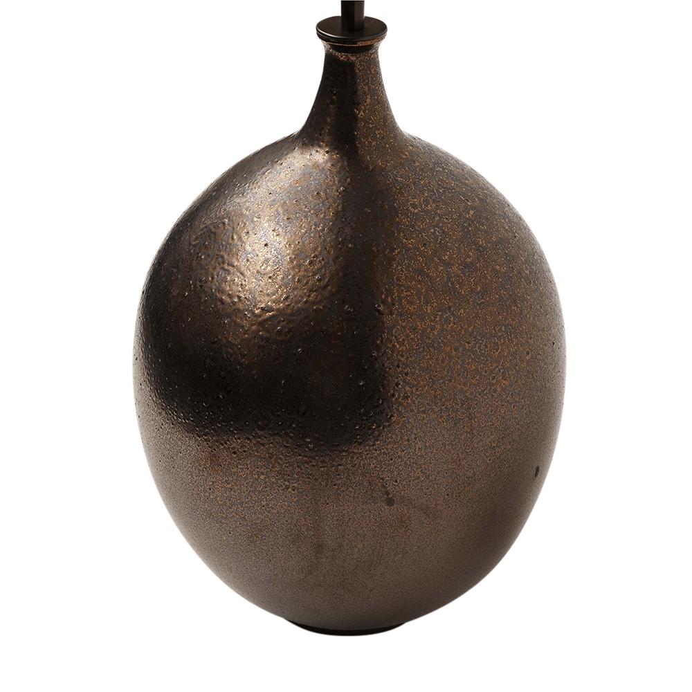 Lee Rosen Design Technics Lamp, Ceramic, Bronze, Gunmetal, Glazed, Signed  For Sale 1