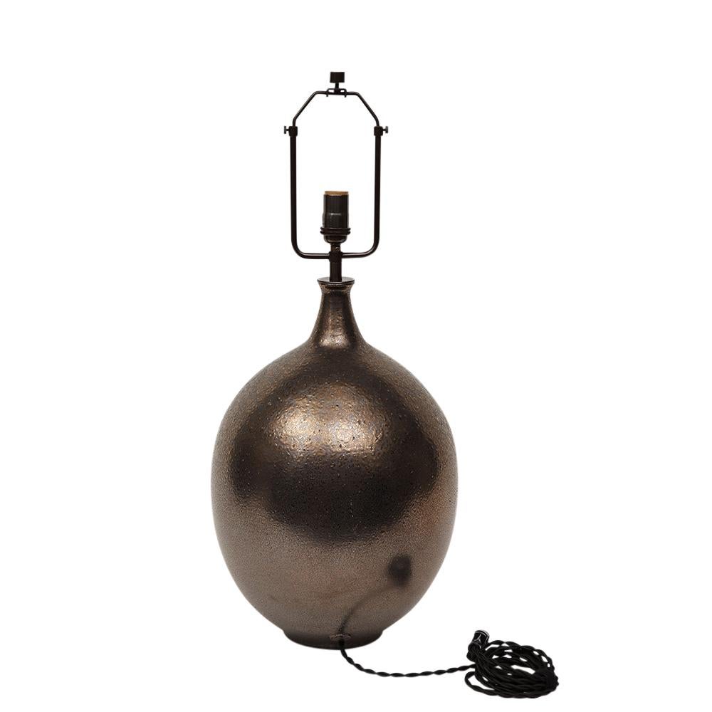 Lee Rosen Design Technics Lamp, Ceramic, Bronze, Gunmetal, Glazed, Signed  For Sale 2