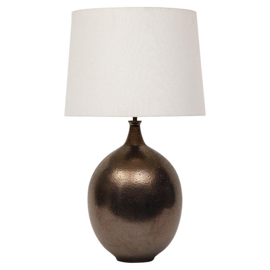 Lee Rosen Design Technics Lamp, Ceramic, Bronze, Gunmetal, Glazed, Signed  For Sale