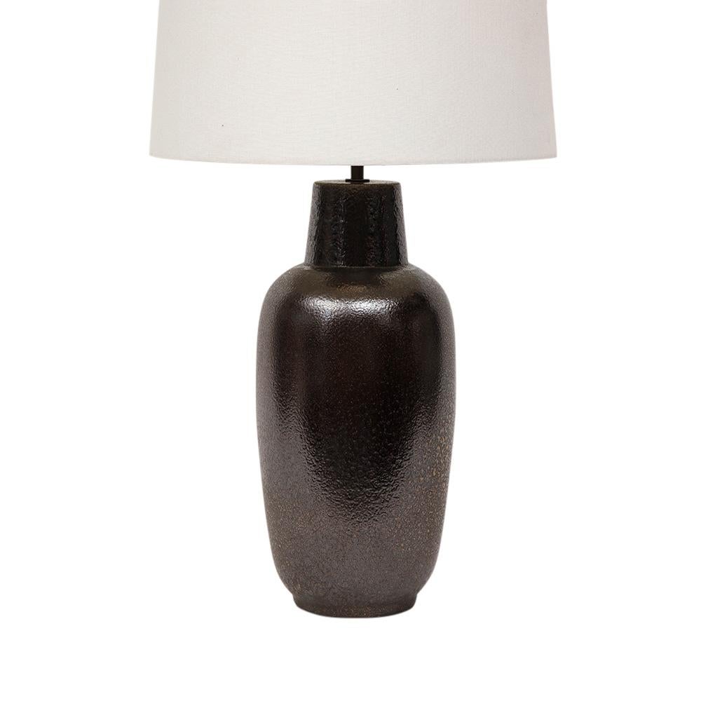 Mid-Century Modern Lee Rosen Design Technics Lamp, Ceramic, Glazed Bronze Gunmetal  For Sale