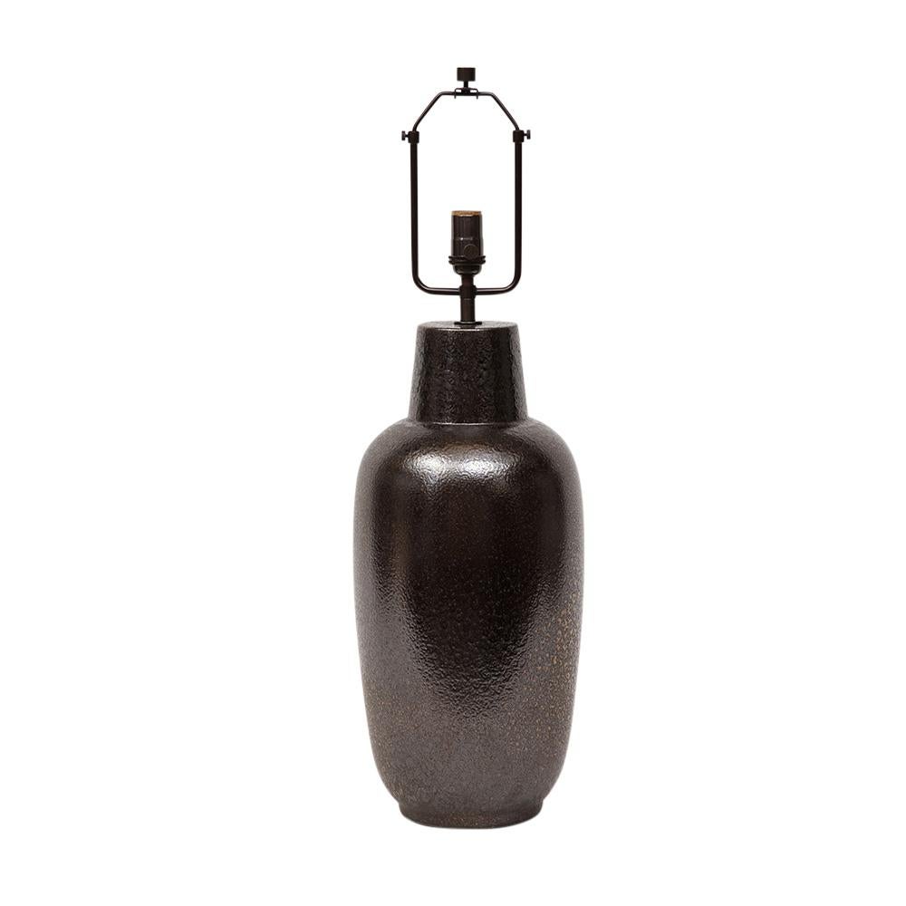American Lee Rosen Design Technics Lamp, Ceramic, Glazed Bronze Gunmetal  For Sale
