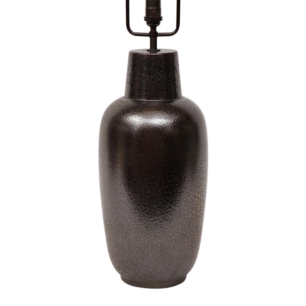 Hand-Crafted Lee Rosen Design Technics Lamp, Ceramic, Glazed Bronze Gunmetal  For Sale