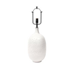Lee Rosen Design Technics Lampe, Keramik, weiß, genoppt, Messing, signiert