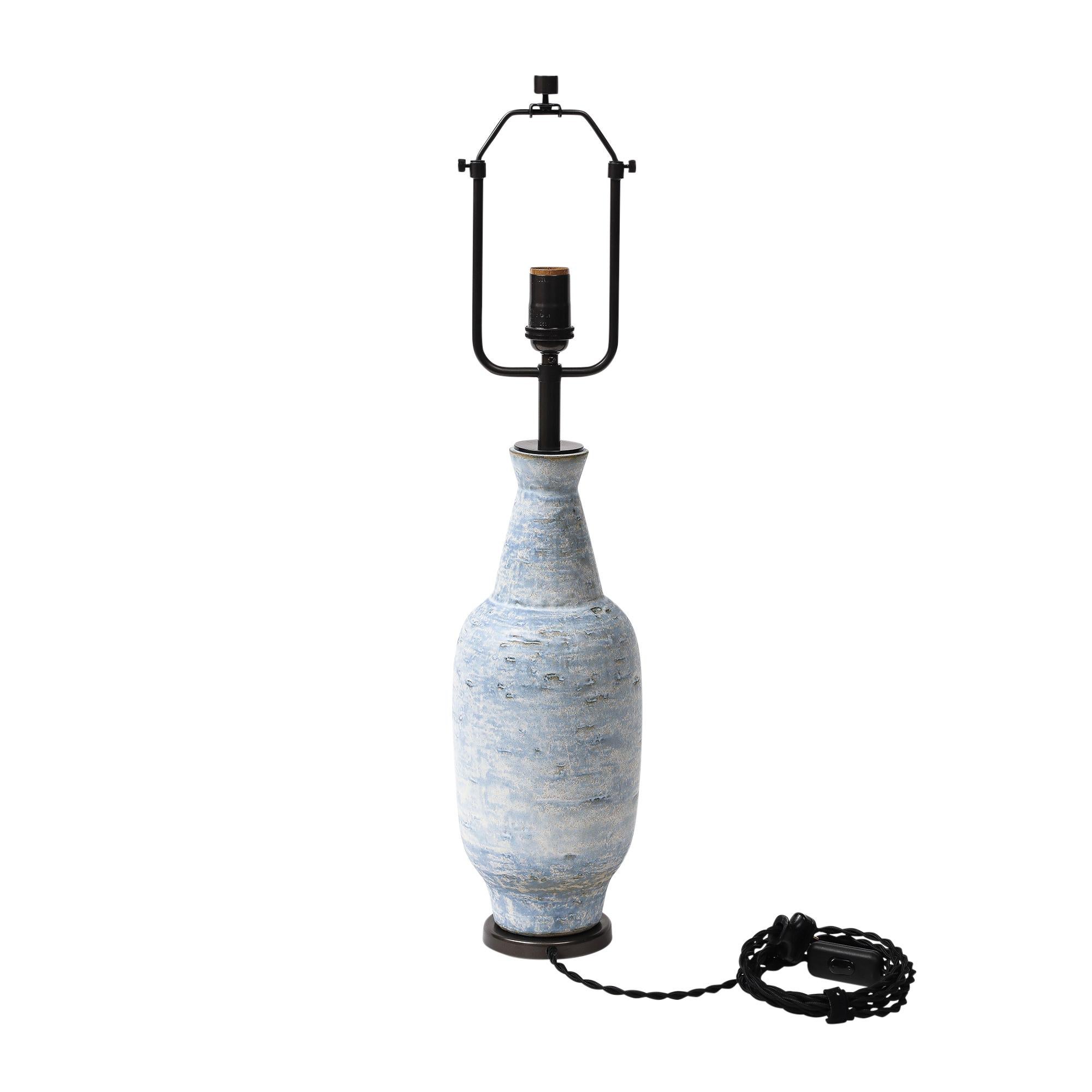 American Lee Rosen Design Technics Table Lamp, Ceramic, Blue For Sale