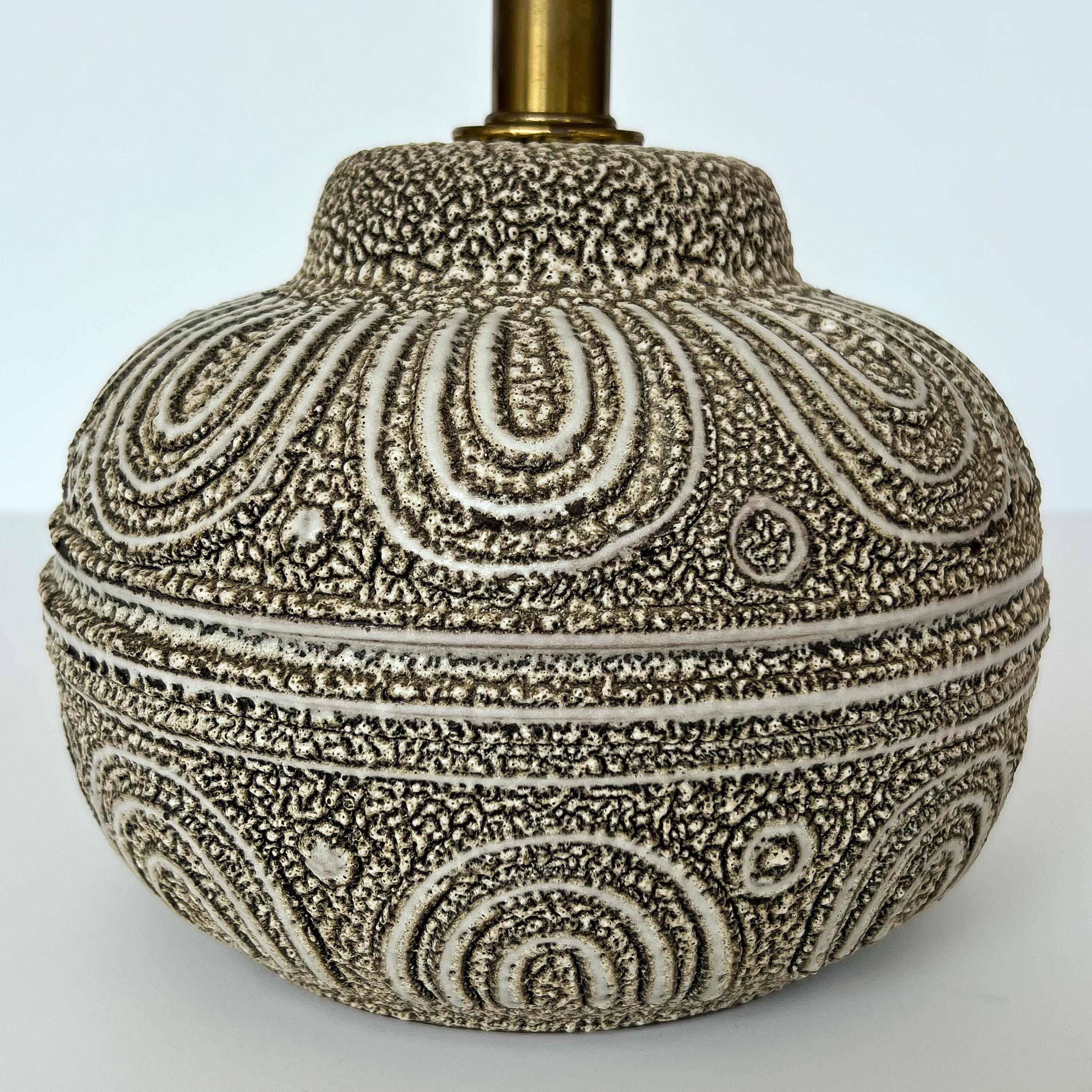 Mid-20th Century Lee Rosen Design Technics Textured Ceramic Table Lamp