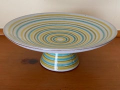Lee Rosen for Design Technics Ceramic Compote Dish with Concentric Lines Motif