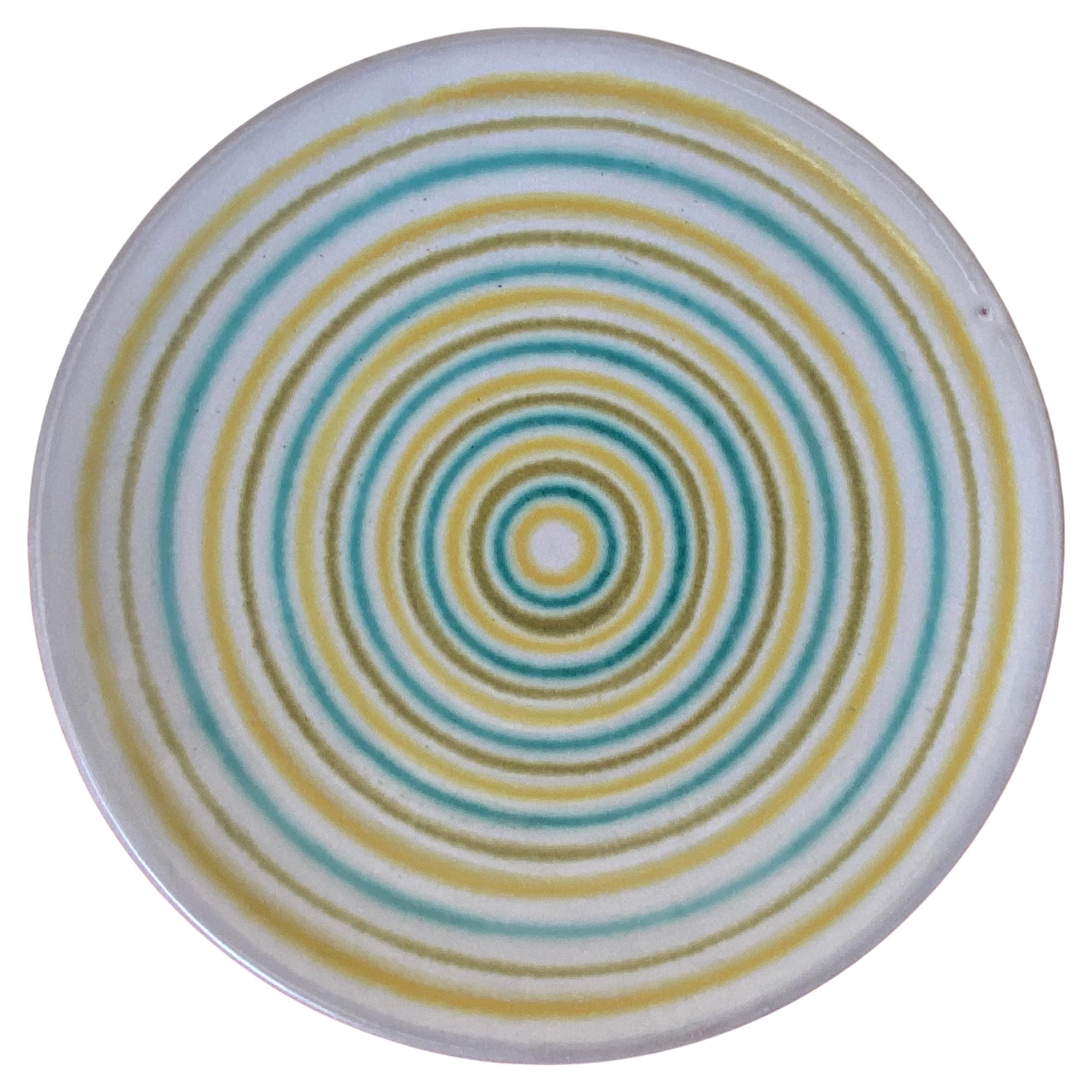 Lee Rosen for Design Technics Ceramic Compote Dish with Concentric Lines Motif
