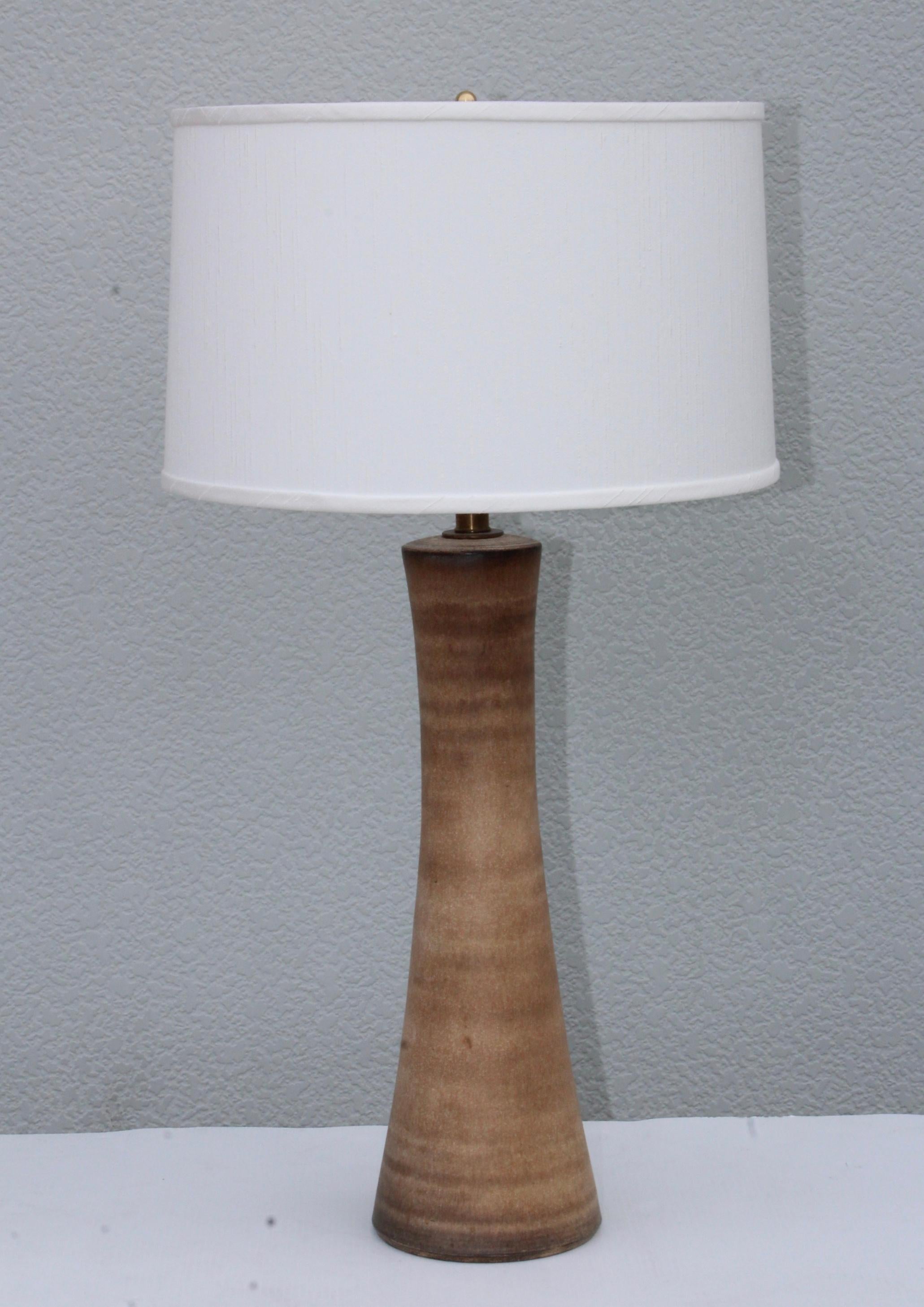 Brass Lee Rosen for Design Technics Ceramic Table Lamp