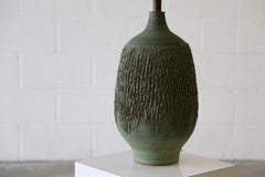 Lee Rosen für Design Technics Kürbis Seltene grüne Keramiklampe 1960er Jahre