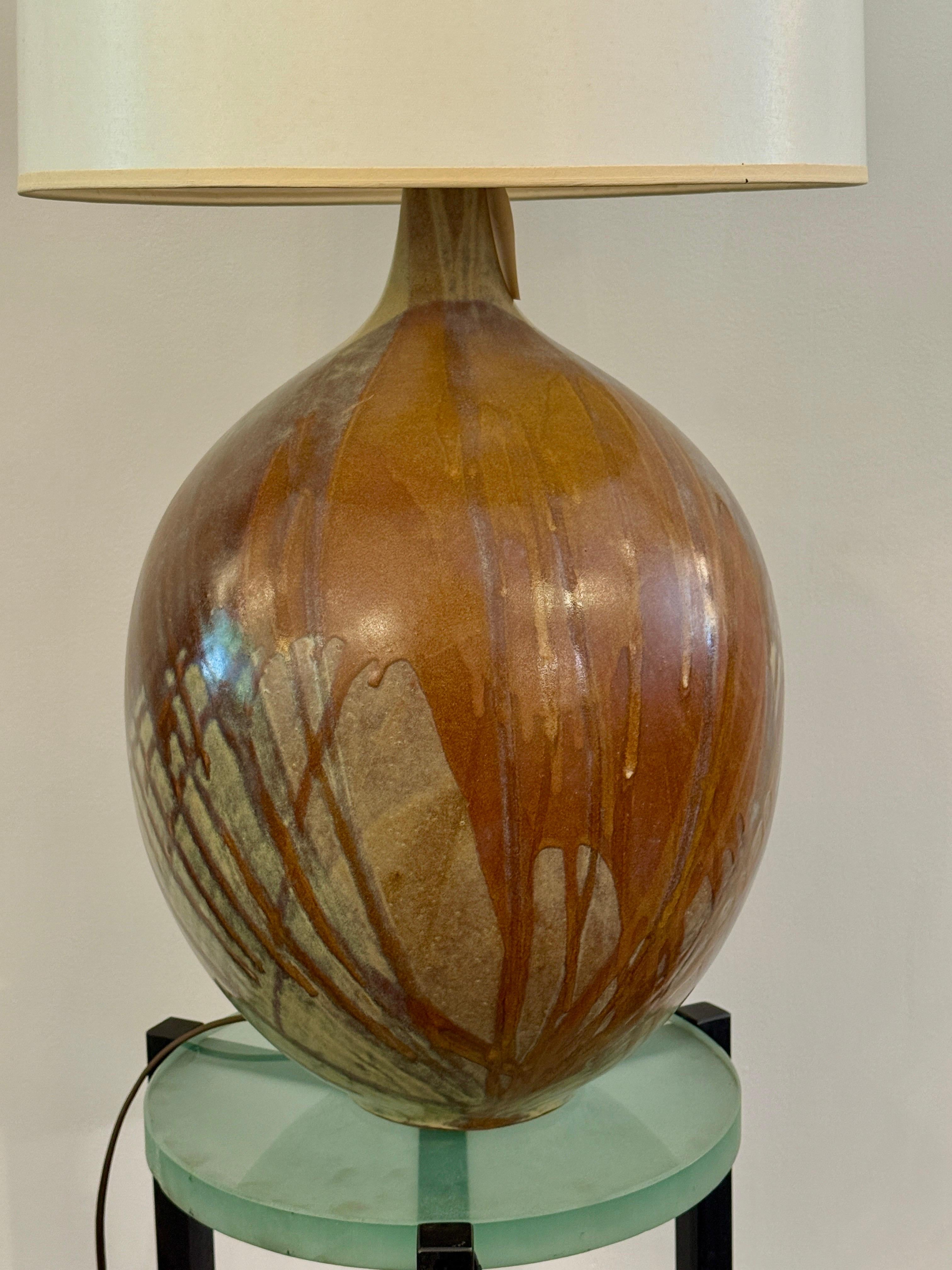 American Lee Rosen for Design Technics Large Glazed Ceramic Lamp For Sale
