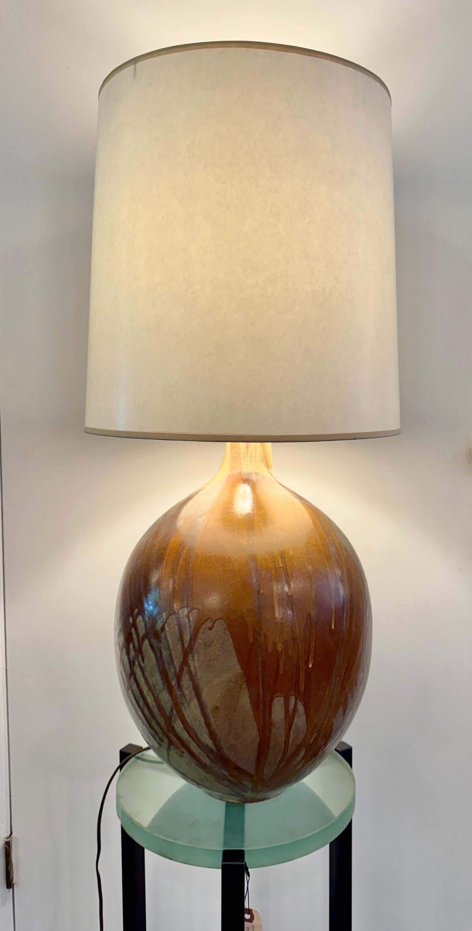 Mid-20th Century Lee Rosen for Design Technics Large Glazed Ceramic Lamp For Sale
