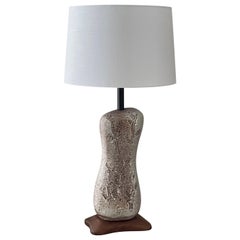 Lee Rosen for Design Technics Large Organic Table Lamp, Ceramic and Walnut